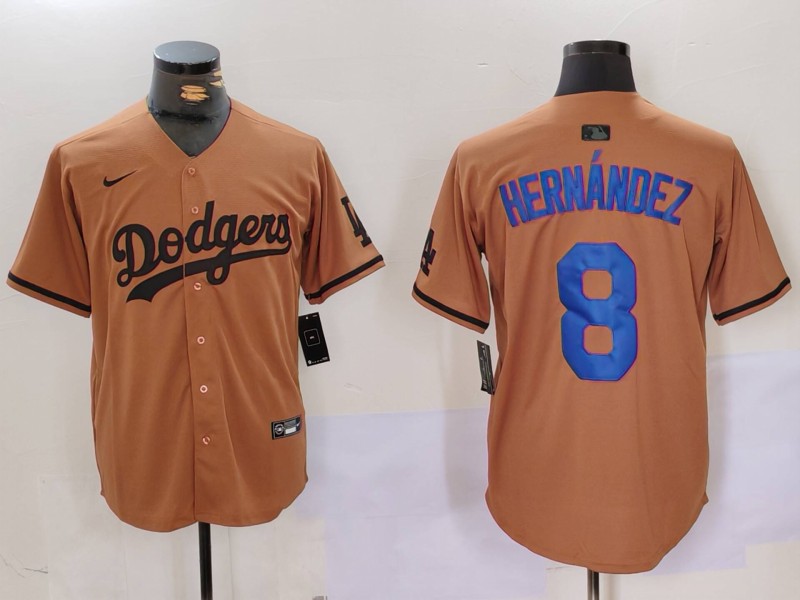 Men Los Angeles Dodgers #8 Hernandez army green joint name 2024 Nike MLB Jersey style 1->los angeles dodgers->MLB Jersey